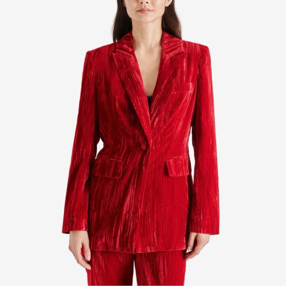 NWT Steve Madden Red Imann Velvet Blazer SIZE S
